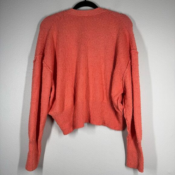 Free People Found My Friend Oversized Cardigan Sweater Coral Button Up Small - Picture 4 of 7